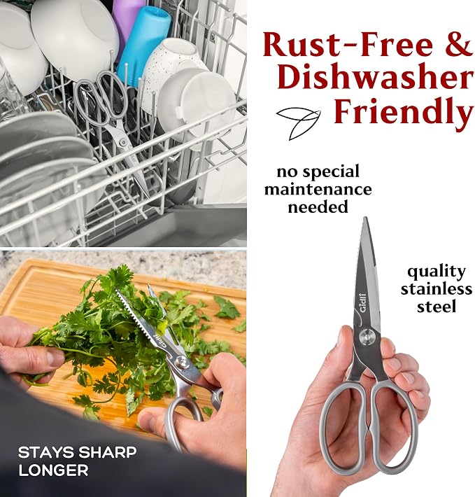 Premium Kitchen Scissors All Stainless Steel – Lifetime Replace. Warranty* | Gidli Heavy Duty Kitchen Shears for Food & Cooking - All Purpose Sharp Scissors – Dishwasher Safe, Comes Apart -Easy Cleaning