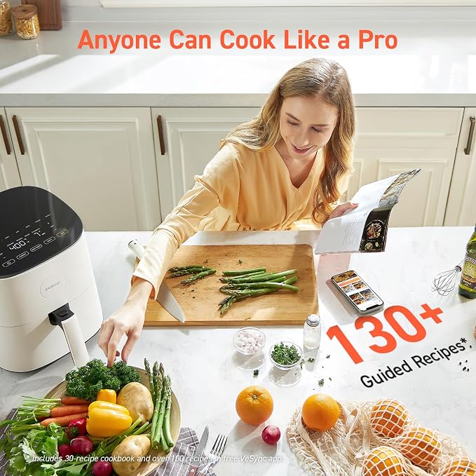 Cosori Air Fryer Pro LE 5 Qt with 20PCS Paper Liners, 9 Functions, White