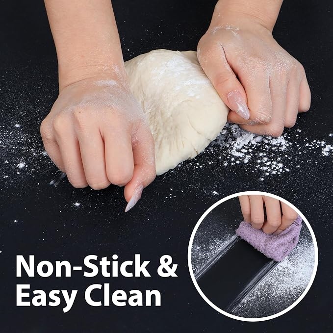 Thick Silicone Counter Mat Large 23.4"by15.6", Heat Resistant Mat | Kitchen Table/Countertop Protector/Non Stick Pastry Baking Placemats, Silicone Pad for Crafts Kids, Super Kitchen Black