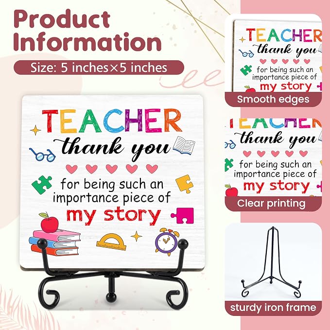 Teacher Appreciation Gifts for Women Men | 5" Wooden Plaque Sign for Mentor Teacher Gifts | Best Teachers Gift from Student Desk for Home Office Decor - A10