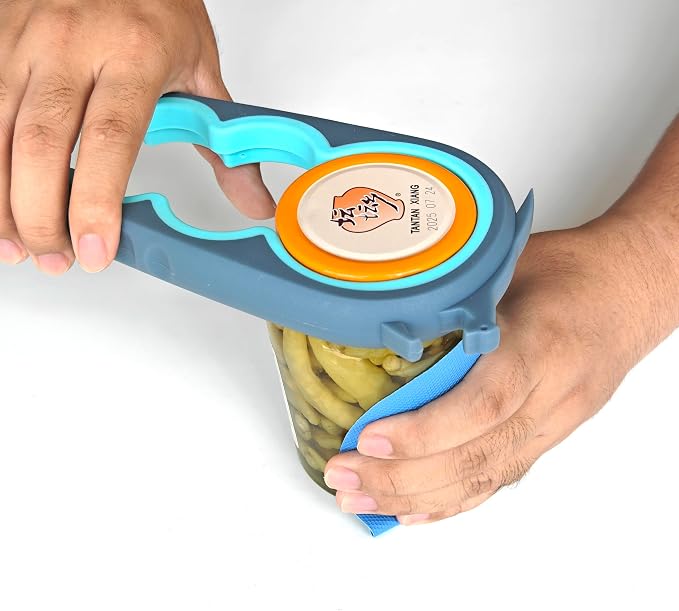 Jar & Bottle Opener with Gripper Pad for Weak Hands, Seniors with Arthritis | Multifunction Lid Opener & Kitchen Gadgets, Adjustable, Non-slip, Effortlessly Open Jar Lids Bottle Caps and Pull-tab Cans