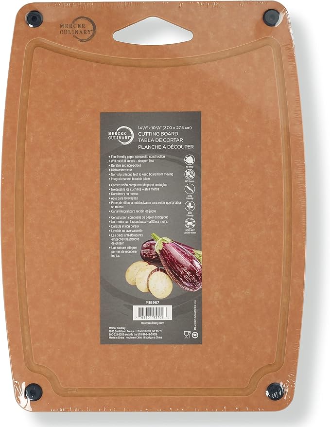 Mercer Culinary Composite Cutting Board 14 9/16" x 10 13/16", with Non Slip Feet and Juice Groove, Medium