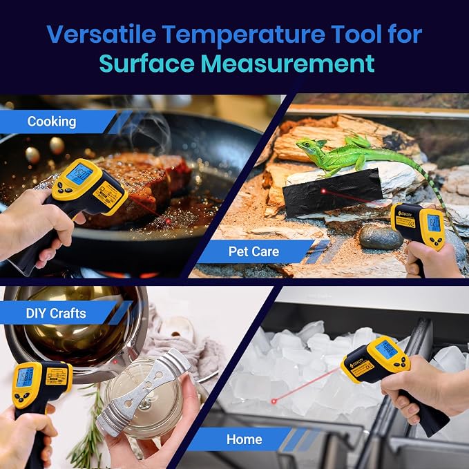 Etekcity Infrared Thermometer Laser Temperature Gun, -58°F~1130°F | Cooking, Pizza Oven, BBQ, Meat, Kitchen, Reptile, HVAC, Adjustable Emissivity, MAX Display, High Temperature
