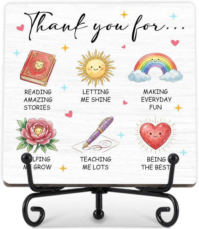 Teacher Appreciation Gifts for Women Men | 5" Wooden Plaque Sign for Mentor Teacher Gifts | Best Teachers Day Gift from Student Desk for Home Office Decor - A09