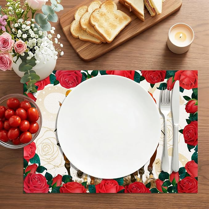 50 Pack Kentucky Horse Disposable Paper Placemats, 11x16 Inches Table Mats | Horse Racing Rose Floral Table Mats, Race Day Party Decorations, Horse Race Themed Party Supplies