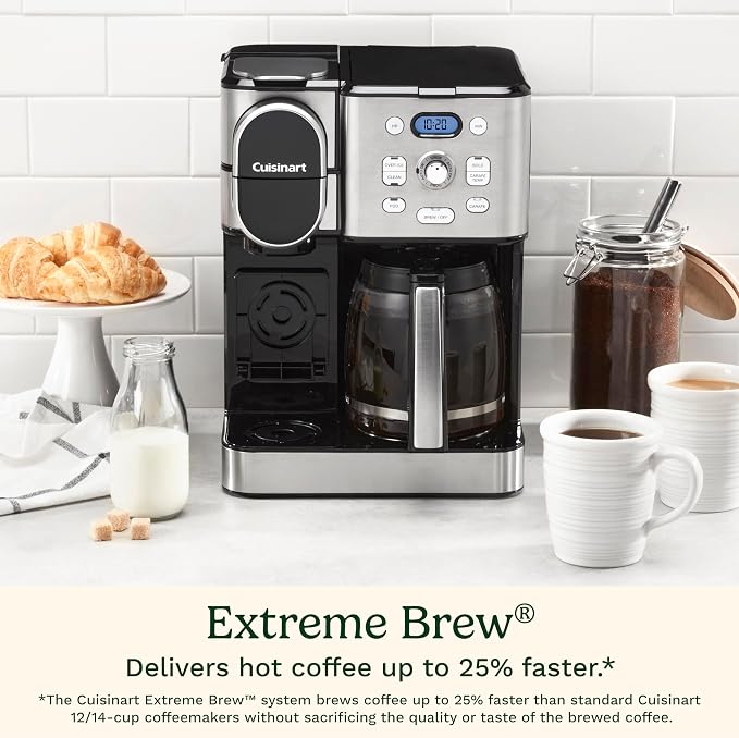 Cuisinart 12-Cup Coffee Maker, Single-Serve Brewer Glass Carafe, Automatic Hot & Iced Coffee Machine, Brew Strength Control and Pause, SS-16, Stainless Steel | Single-Serve Brewer Glass Carafe, Automatic Hot & Iced Coffee Machine, Brew Strength Control...