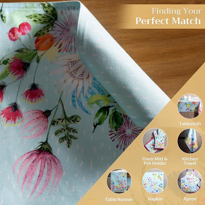 Maison d' Hermine Placemats Set of 4 Reusable 100% Cotton (13"x19") | Cloth Place Mats Washable Table Mats for Kitchen Dining Party Wedding Home Restaurant Spring Summer - Jardin D'Ete - Mint