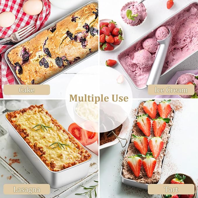TeamFar Loaf Pan, 12 x 5 Inch Stainless Steel Loaf Pans for Baking Bread | 2 Pack Large Bread Loaf Baking Pan for Homemade Bread, Meatloaf, Cake, Brownies, Non-Toxic, Heavy-duty, Oven& Dishwasher Safe