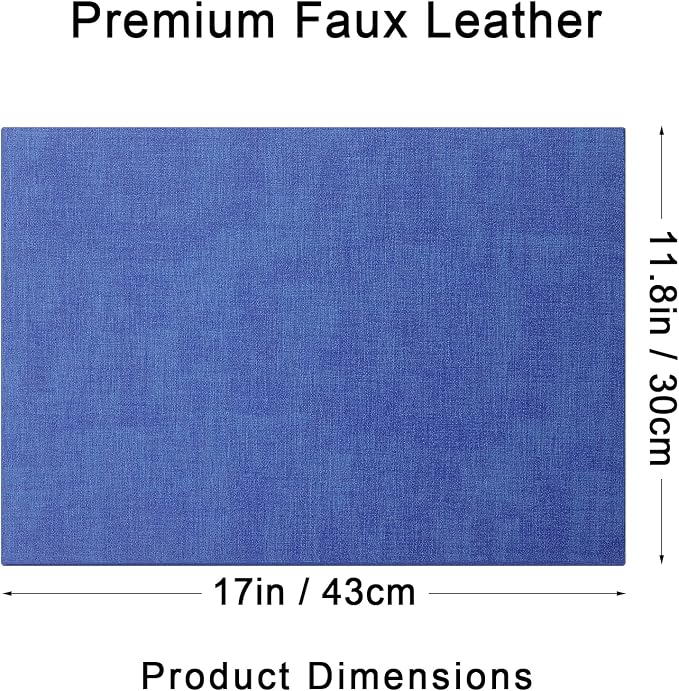Faux Leather Heat Resistant Placemats 6 Packs, Waterproof Wipeable Dining PU Place Mats for Indoor & Outdoor, Easy to Clean, Sea Blue
