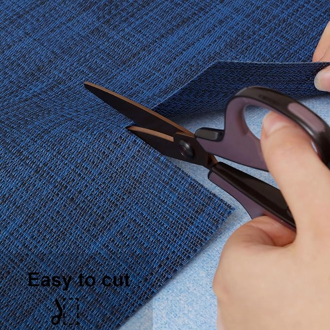 Myir JUN Placemats Set of 6 Kitchen and Dining Table Placemats | Vinyl Placemats Place Mats Indoor/Outdoor Set of 6 Washable Table Mats Non-Slip Place mats for Dining Table, Dark Blue