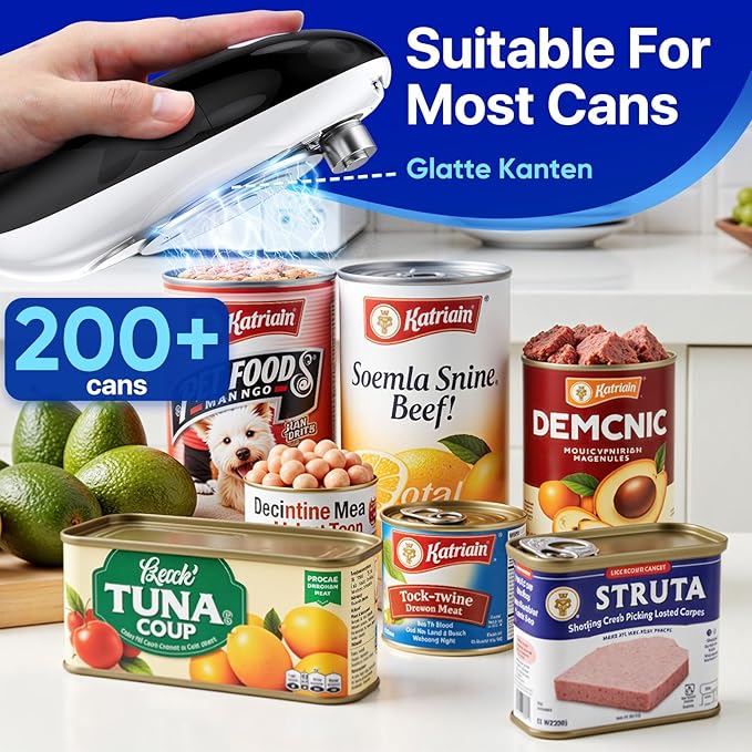 Electric Can Opener, Automatic Can Opener, Suitable for Any Size Cans | Battery Powered, Hands Free, Smooth Edge, Can Opener for Seniors is an Ideal Kitchen Gadget for Women and Left Handed People