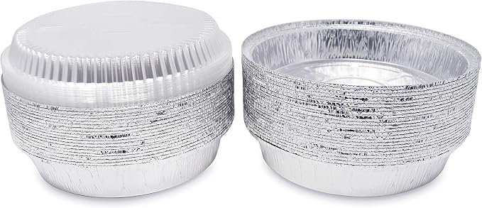 Fig & Leaf (270 Pack) Premium 9-Inch Round Foil Pans with Plastic Dome Lids l Heavy Duty l Disposable Aluminum Tin for Roasting, Baking, Cake or Cooking