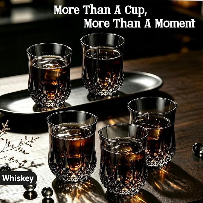12 Pack 12 Oz Plastic Stemless Wine Glasses, Black | Unbreakable, Reusable, Elegant Vintage Design, Fancy Cocktail Cups, Whiskey, Champagne, Wedding, Party, Bars, Holiday Events