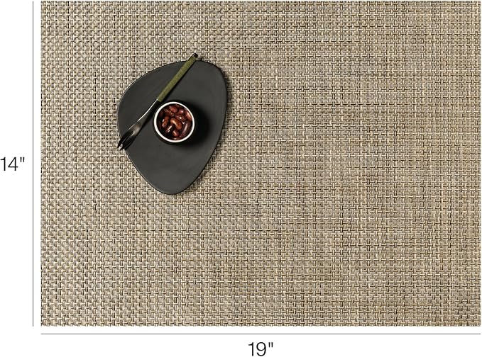 Chilewich Basketweave Placemats, Woven Rectangle Placemats Set of 4 | Reusable, Stain-Resistant, Indoor/Outdoor Tabletop Protection, Latte, 14" x 19"