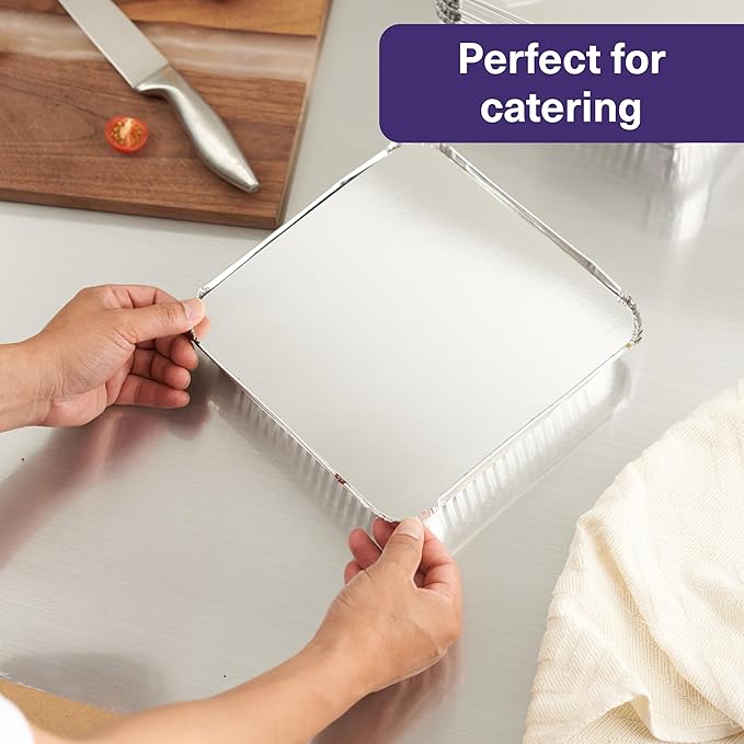 MATANA 25 Pack 9x9 Aluminum Pans with Lids, Disposable Aluminum Trays - 9" Inch Square Foil Cake Baking Pans & Food Containers with Lids