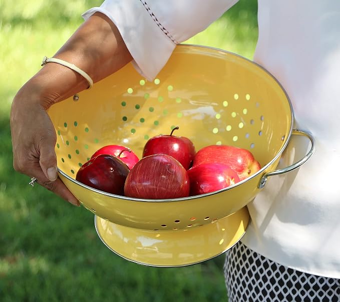 Calypso Basics by Reston Lloyd Powder Coated Enameled Colander, 7 Quart, Lemon