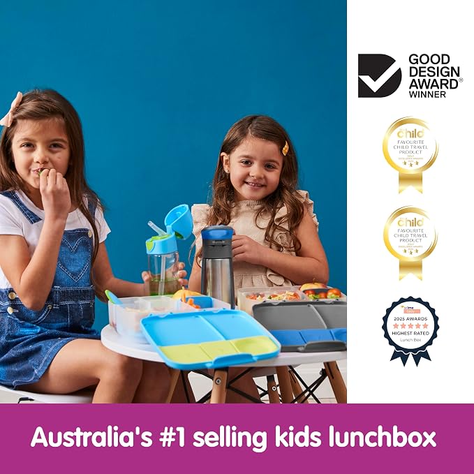 b.box Lunch Box, 8.5 Cup Bento Box for All Ages, Snack Box, Food Containers | Lunch Box Kids + Adults, Lunch Containers, 4 Compartments, Leak Proof, Dishwasher Safe, BPA Free, PFAS Free — Ocean Breeze