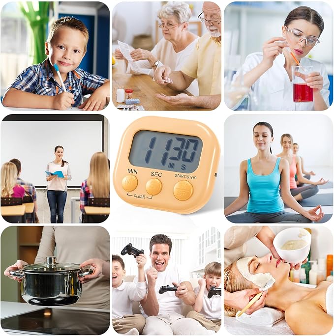 Weewooday 12 Pcs Digital Kitchen Magnetic Timer Bulk Classroom Count up Countdown Egg Timer Cute Desk Stopwatch for Back to School Teacher Kids Cooking Office(Multicolor,Vibrant Style)