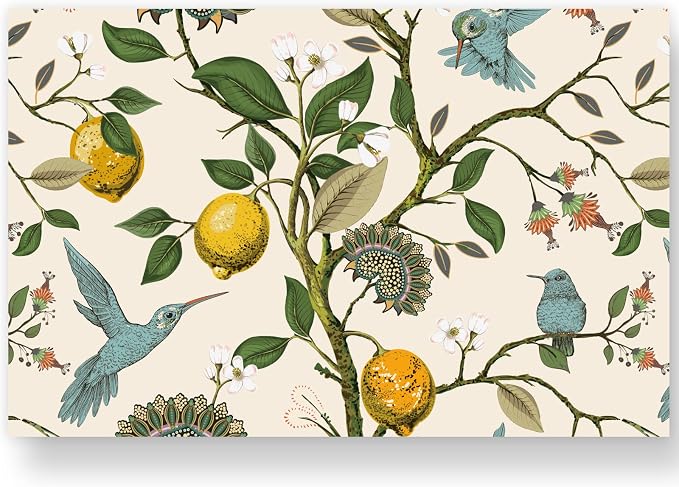 AnyDesign 50 Pack Blue Bird Paper Place Mats Fresh Lemon Tree Disposable Placemat 11 x 17 Inch Vintage Decorative Paper Table Mats for Dinner Table Setting Wedding Birthday Party Supplies