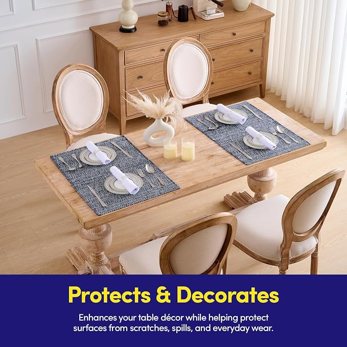 Sweet Home Collection 100% Cotton Placemats for Dining Room Rectangle Two Tone Woven Fabric 13" x 19" Soft Durable Table Mat Set, Set of 6, Navy