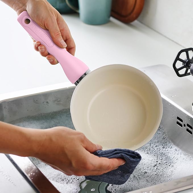 GreenPan Rio Hard Anodized Healthy Ceramic Nonstick, 7" 9.5" and 11" 3 Piece Frying Pan Skillet Set, Soft Grip Handle, PFAS-Free, Dishwasher Safe, Oven Safe, Pink