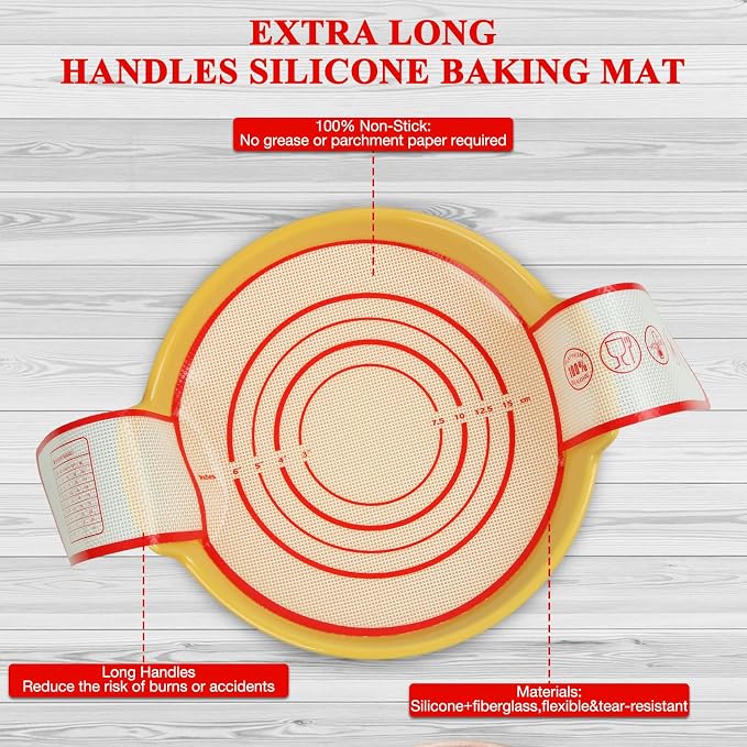 2 Pcs Sourdough Silicone Bread Sling for Dutch Oven Liners | Non-Stick Bread Baking Mat Set, Anti-slip Reusable Bread Sling with Long Handle to Transfer Sourdough Bread