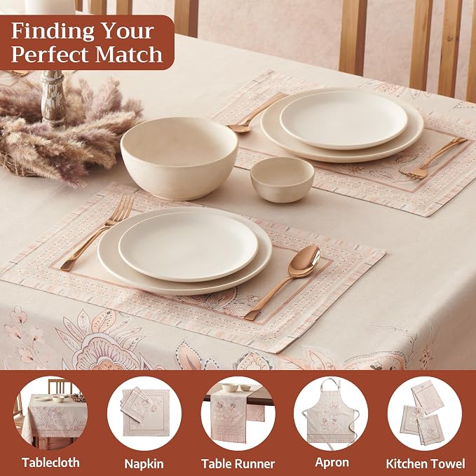 Maison d' Hermine Placemats Set of 4 Reusable 100% Combed Cotton (13"x19") | Cloth Place Mats Washable Table Mats for Kitchen Dining Party Wedding Hotel Home Restaurant Spring Summer - Society Florals