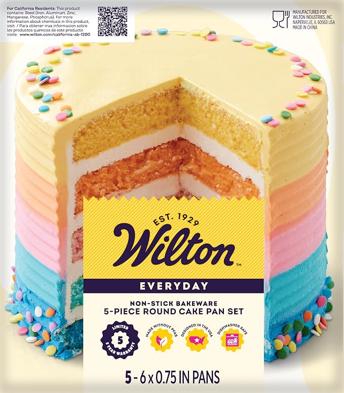 Wilton Easy Layers 5-Piece Layer Cake Pan Set, 6-Inch, Steel (Pack of 4)