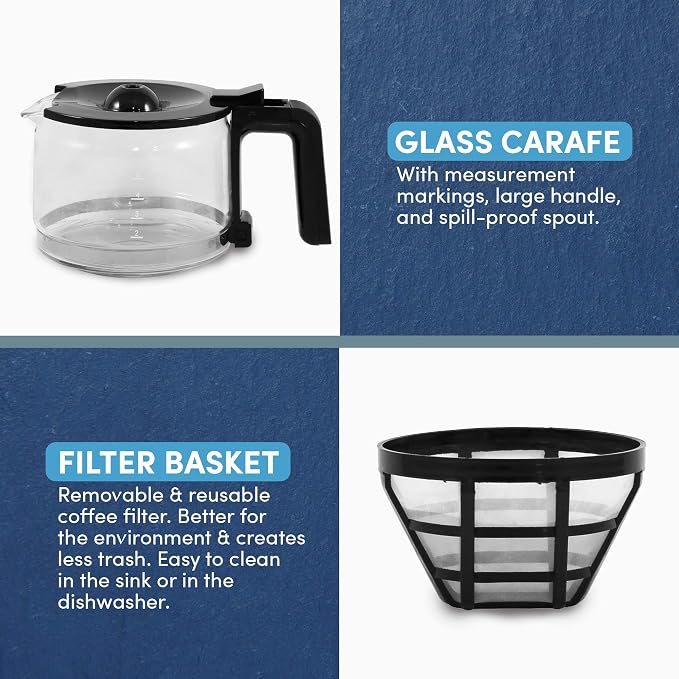 Elite Gourmet EHC9420 Automatic 5-Cup Drip Coffee Maker, Pause N Serve | Reusable filter, On/Off switch, and water level indicator for easy monitoring