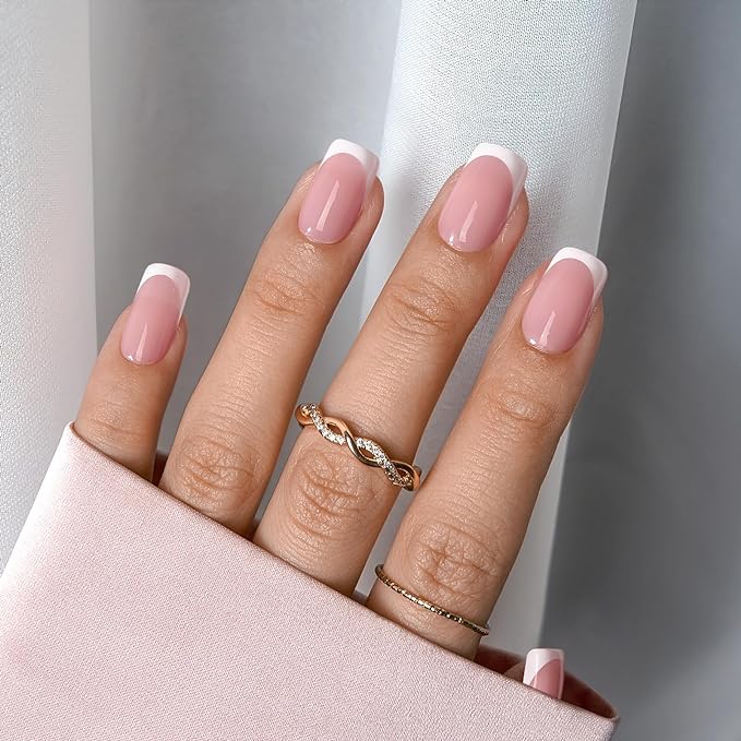 BTArtboxnails XCOATTIPS White French Tip Press On Nails, S Square, Pink | Lamp-Curable 4-Week Wear, Salon Quality Value at Home, Natural Nail Look, Easy-to-Apply for Beginners, 160ct Nail Tips Only