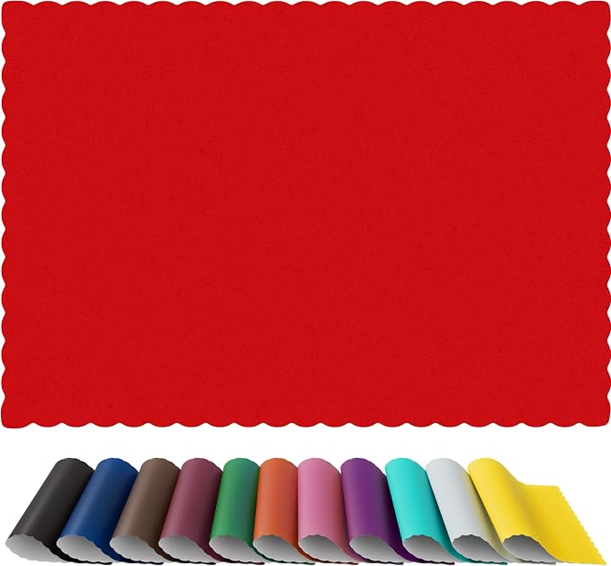 Paper Placemats - Disposable - Scalloped Edge (100, Red)