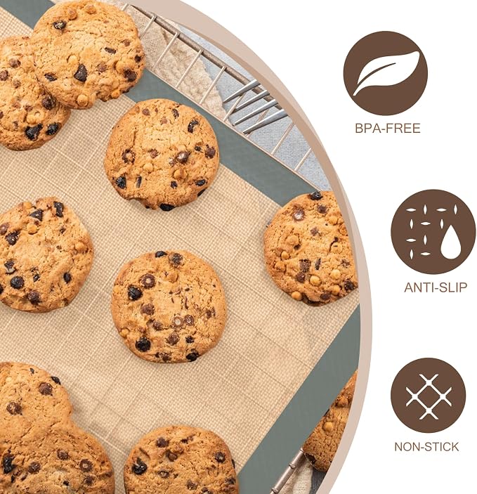 Macaron Silicone Baking Mat, 3 Pack Reusable Baking Mat, Non-Stick, Food Safe Silicone Cookies Sheets for Baking