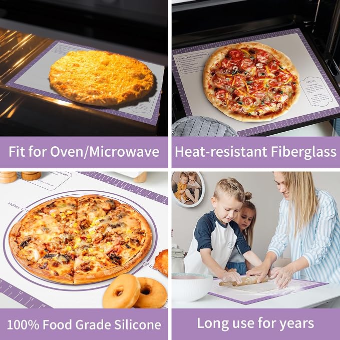 Silicone Mat for Baking, Non Stick Silicone Pastry Mat for Dough Pie Crust, Rolling Mats for Making Cookies Macarons Bread, Easy to Clean& Store