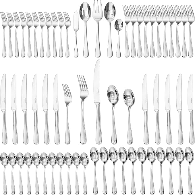 Silverware Set for 12,65 Piece Stainless Steel Flatware with Serving Utensil