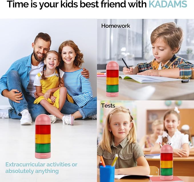KADAMS Visual Timer for Kids with Pre-Alarm, Traffic Light Countdown Timer for ADHD Toddlers Classroom 24H Digital Timer, 5 Volume Levels Mute Pause Memory for Homework Learning Home Routine