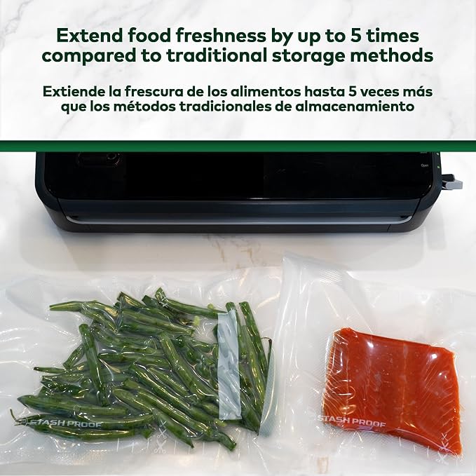 Vacuum Seal Bags 8" x 12" (100 Count) 5.5 Mil (Clear & Clear) BPA Free Heavy-Duty Commercial Grade Food Vacuum Sealer Bags for Food Saver, Sous Vide, Meal Prep, Freezer Storage & Food Preservation