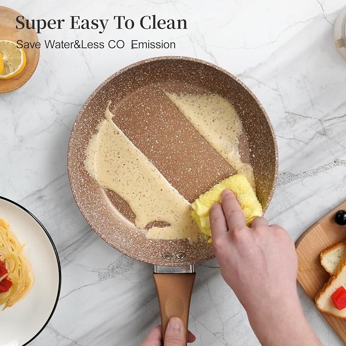 Innerwell Nonstick Ceramic Frying Pans Skillets Set 8"+9.5"+11" | No Toxic Egg Omelette Frying Pan Set, All Stove Compatible, Healthy Granite Induction Cooking Pan, PFOA & PFAS Free