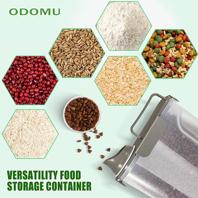 Dog Cat Food Storage Container with Cup (Dark Olive, 5L) | Pet Food Pourable Container Airtight with Large Spout, BPA-Free Plastic Food Dispenser for Pet Food, Bird Seed, Rice, Flour