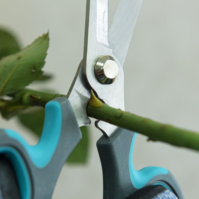Blue Stainless Steel Floral Shears with Integrated Stab Remover | Sharp Smooth Blades Flower Scissors, Soft Anti-Slip Grips Rose Snips, Perfect For Floral Design And Daily Rose Pruning Work