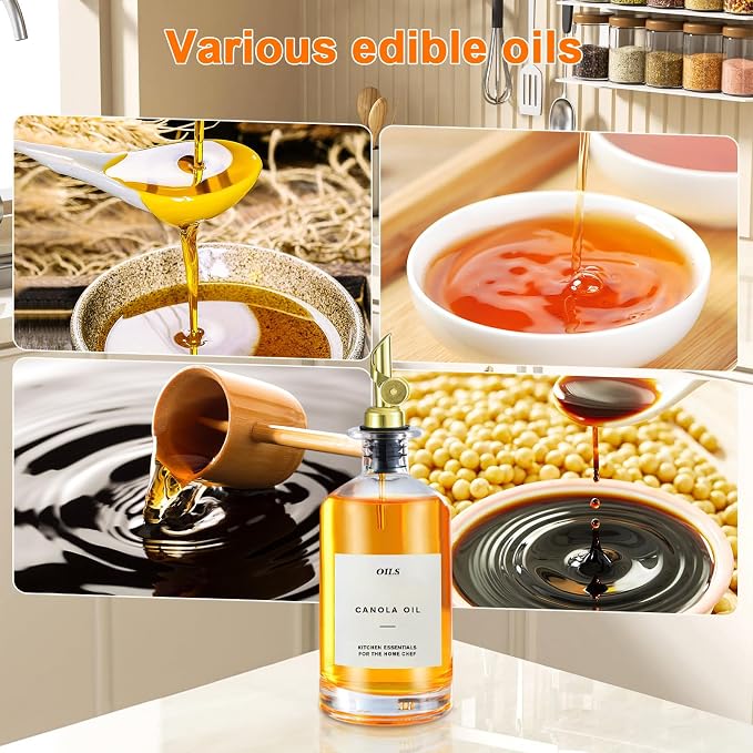 350 ML Premium Olive Oil Dispenser Bottles for Kitchen with Pourer, Elegant Olive Oil Bottle, Sprayer for Cooking, Vinegar Dispenser Bottle Set of 2,Home Oil Container As Gift (M)