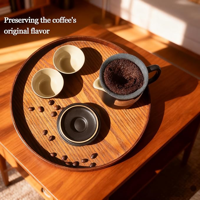 Pour Over Coffee Dripper, Reusable Ceramic Coffee Filter - Portable Single Serve Coffee Maker, Porcelain Slow Filter Cone Dripper for Travel Camping Office Home Brewing