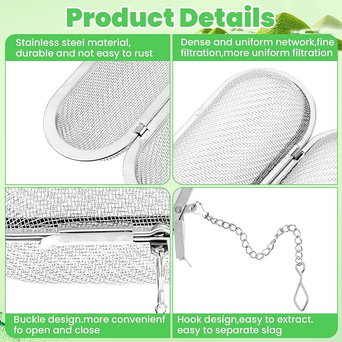 Tea Ball Infusers, 3 Pcs 4.25 x 1.75 Inch Stainless Steel Tea Infuser Floating Mesh Tea Strainer Ball Mulling Spice Ball Infuser Oval Reusable Tea Steeper Tea Filter for Kitchen Home Office