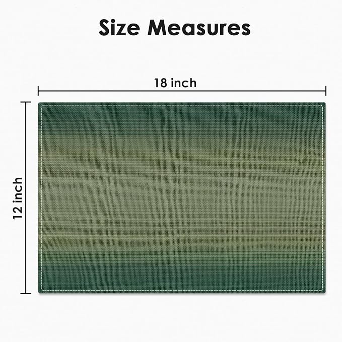 Emvency Farmhouse Placemats Set of 4, 12x18 Inch, Geometric Striped | Sage Green Modern Art Painting Table Mats for Outdoor Home Party Kitchen Dining Decoration