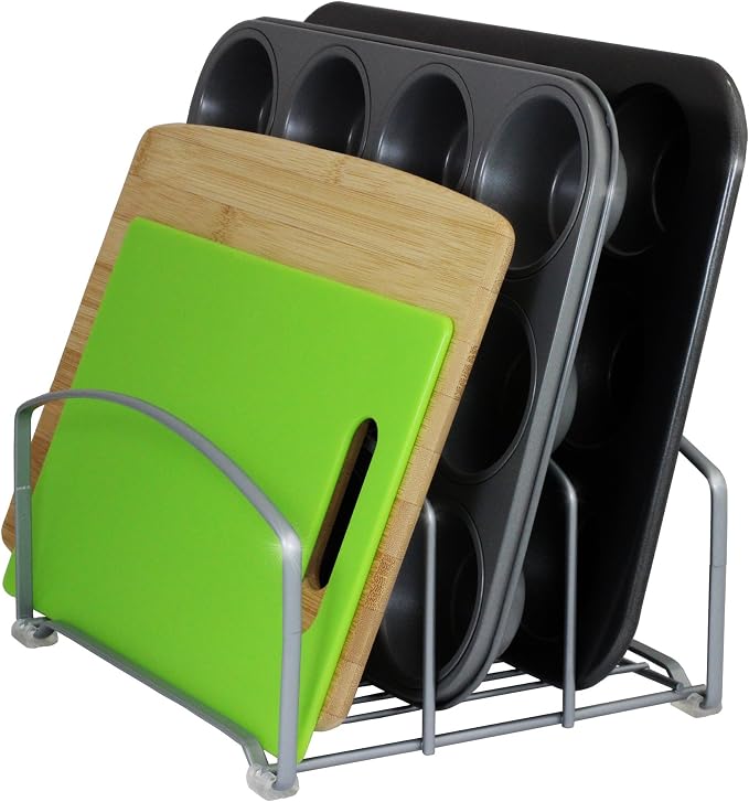 Deco Brothers Cookware Organizer Rack for Kitchen Cabinet, 3 Slot Holder | Silver