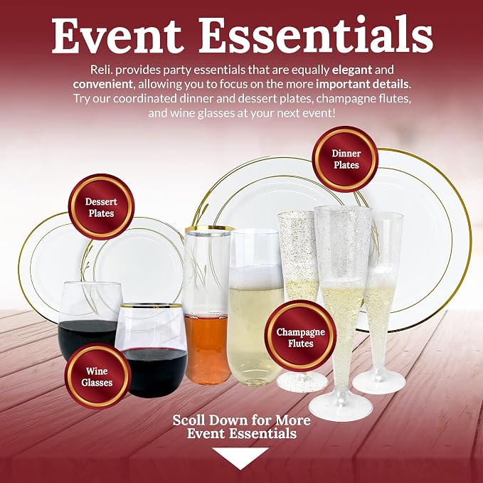 Reli. 12oz Plastic Wine Glasses, 20 Pack | Disposable, Stemless, Clear | Premium Plastic, Wine Glasses, BPA-Free, Stemless, Perfect for Events, Elegant