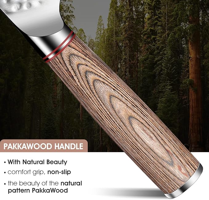 Huusk Japanese Meat Cleaver Knife - 8 Inch Butcher Knife for Meat Cutting | Hand Forged Butcher Cleaver for Meat & Vegetable Cutting, Sharp Kitchen Knife with Pakkawood Handle, Gift Idea for Men Women