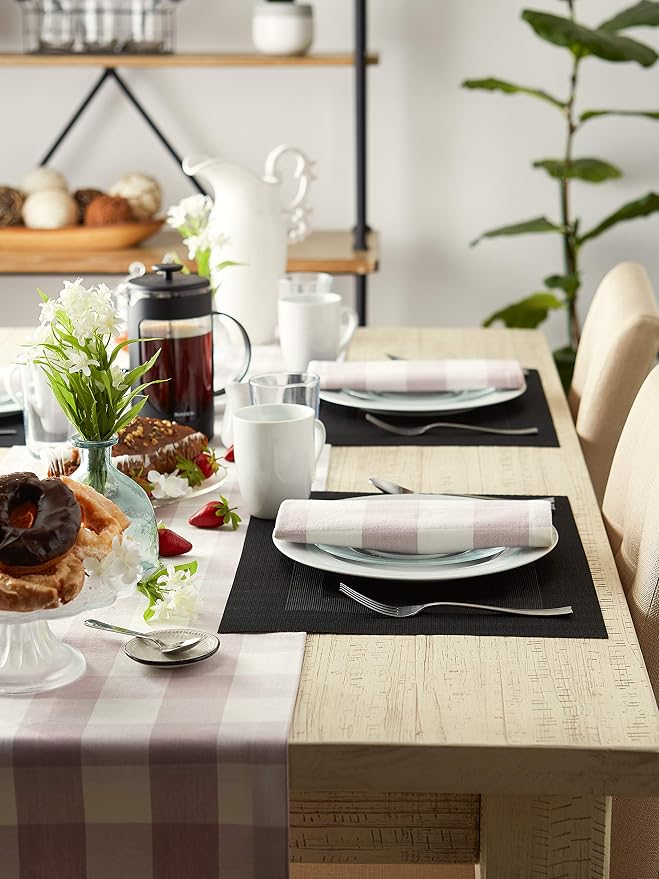 DII PVC Tabletop Collection Woven Indoor/Outdoor, Placemat Set, 13x17.25, Black, 6 Piece