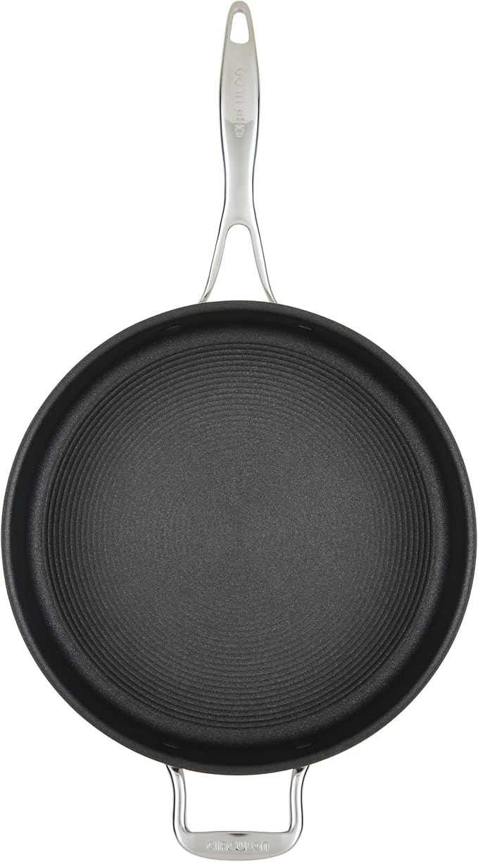 Circulon C1 Series Clad Stainless Steel with ScratchDefense Technology Cookware Nonstick Induction Saute Pan with Lid and Helper Handle, Metal Utensil Safe, 5 Quart - Polished Stainless Steel