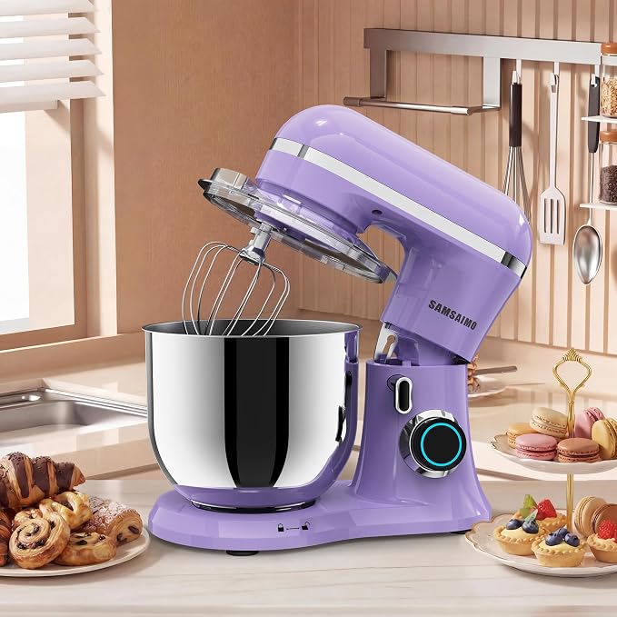 Stand Mixer, 6.5QT Tilt-Head Electric Kitchen Mixer, 10-Speed Household food mixer with 309 Stainless Steel Bowl, Dough Hook, Whisk & Beater, Splash Guard, Ideal for Baking Bread, Cake & Whipping
