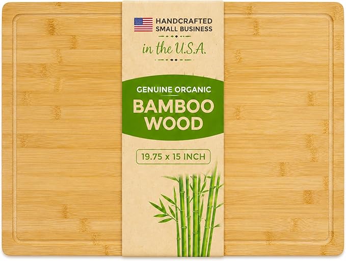 Handcrafted 19.75x15 inch Bamboo Cutting Board – Genuine U.S.A. Made, Multiple Sizes – Premium Bamboo Wood, Perfect for Kitchen Prep or Personalized Engraved Gifts (XX-Large)